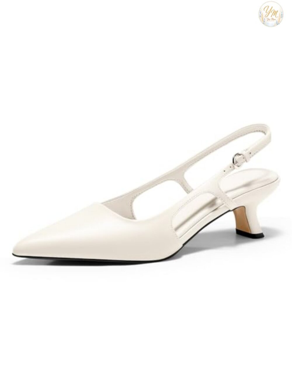 Faux Leather Slingback Kitten Heel Pointed Toe Pumps
